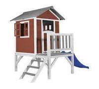AXI Maison Enfant Beach Lodge XL en Rouge avec Toboggan Bleu | Maison de Jeux en Bois FFC pour Les Enfants | Maisonnette / Cabane en Bois