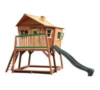 AXI Maison de jeu Max – Bac à sable et toboggan vert – Bois FSC Marron/Vert