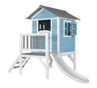 AXI Maison Enfant Beach Lodge XL en Bleu avec Toboggan en BLANC | Maison de Jeux en bois FFC pour les enfants | Maisonnette / Cabane de jeu pour le jardin