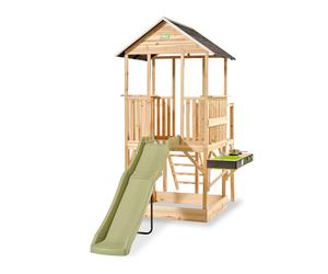 Maisonnette Bois Fsc Toboggan Cuisine Bac Sable Panorama 550 Naturel TU