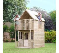 TP Toys Maisonnette Loft bois FSC 2 étages Terrasse et Balcon Pilotis Échelle Toboggan – 3 ans+