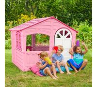 Palplay Maisonnette Enfant Plastique Barbe à Papa - 140x111x115 cm - 2 Portes et 2 Fenêtres Ouvrantes - Résistante UV - Intérieur et Extérieur - Dès 18 Mois