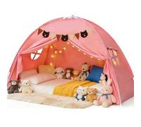 Maisonnette De Jeu D'IntéRieur pour Enfant, Tentes De Jeu pour Enfants, avec FenêTres Et Drapeaux, Maison De Jeu IntéRieure, Lit, IdéAle pour Chambre Et FêTes (Rose)