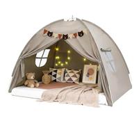 Maisonnette De Jeu D'IntéRieur pour Enfant, Tentes De Jeu pour Enfants, avec FenêTres Et Drapeaux, Maison De Jeu IntéRieure, Lit, IdéAle pour Chambre Et FêTes (Gris)