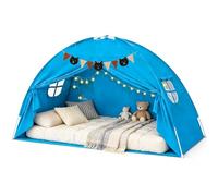 Maisonnette De Jeu D'IntéRieur pour Enfant, Tentes De Jeu pour Enfants, avec FenêTres Et Drapeaux, Maison De Jeu IntéRieure, Lit, IdéAle pour Chambre Et FêTes (Bleu)