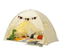 Maisonnette De Jeu D'IntéRieur pour Enfant, Tentes De Jeu pour Enfants, avec FenêTres Et Drapeaux, Maison De Jeu IntéRieure, Lit, IdéAle pour Chambre Et FêTes (Blanc cassé)