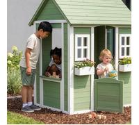 Maisonnette de jeu pour enfants Kuoldsvin bois de pin 44 x 107 x 90 cm vert blanc