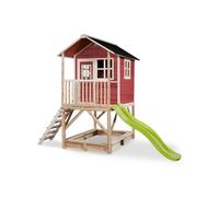 Maisonnette En Bois Sur Pilotis Avec Bac À Sable Et Toboggan Rouge TU
