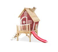 Maisonnette En Bois Sur Pilotis Avec Toboggan Pour Jardin Rouge TU