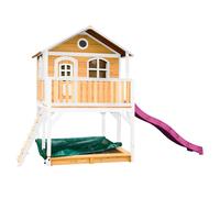 AXI Marc Maison Enfant avec Bac à Sable & Toboggan rose | Aire de Jeux pour l'extérieur en marron & blanc | Maisonnette / Cabane de Jeu en Bois FSC