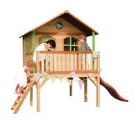 Maisonnette Laura marron-vert toboggan rouge Beige