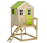 Kangui Maison de jardin enfant Cabane en bois avec plateforme Toit étanche Vert et blanc