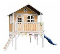 AXI Sophie Maison Enfant avec Toboggan Bleu | Aire de Jeux pour l'extérieur en Marron & Blanche | Maisonnette/Cabane de Jeu en Bois FSC