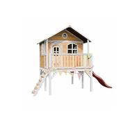 AXI Maisonnette enfant avec toboggan rouge – Bois FSC marron/blanc