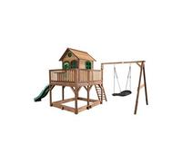 Maisonnette Liam avec balancoire Nid ovale Roxy Brun Vert avec Toboggan Vert