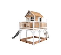 Maison Enfant Avec Bac À Sable & Toboggan Blanc Aire De Jeux Pour L'extérieur En Marron & Blanc Maisonnette / Cabane De Jeu En Bois Fsc - Axi Liam