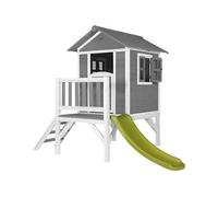 Maisonnette Lodge XL gris froid toboggan vert citron