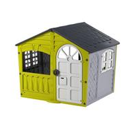 Maisonnette - M783 - Plastique résistant UV - Blanc/Gris/Vert citron - L140 x l111 x H115 cm