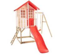 Maisonnette modulable sur pilotis avec balcon, glissière et une balançoire COQUELICOT en bois FSC®