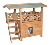 Maisonnette pour chat - KERBL - Lodge - Bois - Marron / Vert - 77 x 50 x 73 cm