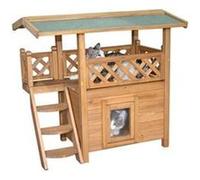 Kerbl Maisonnette pour chat Lodge en bois 77 x 50 x 73 cm Marron/Vert