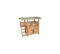 Maisonnette pour chat - - Lodge - Bois - Marron / Vert - 77 x 50 x 73 cm