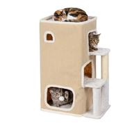 Maisonnette pour chat, niche, panier, cachette, 3 étages avec balle