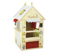 Maisonnette Pour Enfant 4 En 1 - Roba - Bois Et Tissu - Jaune Et Rouge - 82.5x94.5x138 Cm