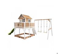 Maisonnette pour enfants AXI Liam avec bac à sable 2 balançoires et toboggan vert clair