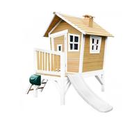 Maisonnette pour enfants AXI Robin avec toboggan blanc - Maison de jeu en bois pour l'extérieur - Marron & blanc