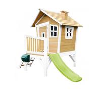 Maisonnette pour enfants AXI Robin avec toboggan vert clair pour l'extérieur en marron et blanc