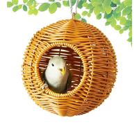 Maisonnette pour Petits Oiseaux - Nid Perroquet en Rotin Imitation - Abri Respirant en Osier Tissé pour Hamster, Perruche, Conure et Calopsitte