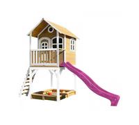 Maisonnette Sarah avec Bac à Sable & Toboggan rose | Aire de Jeux pour Enfant en marron & blanc | AXI