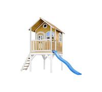 AXI Laura Maison Enfant avec Toboggan Bleu | Aire de Jeux pour l'extérieur en marron & blanche | Maisonnette / Cabane de Jeu en Bois FSC