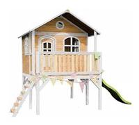 Maisonnette Sophie marron-blanc toboggan vert citron Beige