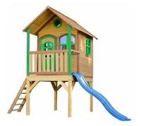 AXI Maisonnette enfant avec toboggan – Bois FSC – Bleu, marron/vert