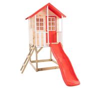 Cabane enfant modulable sur pilotis avec toboggan - bois fsc® - coquelicot