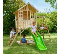 Maisonnette Sur Pilotis, Glissière, 1 Balançoire Basilic Bois Fsc® Marron - Vert TU