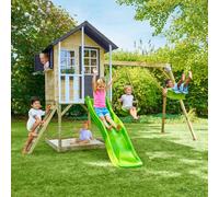 Maisonnette sur pilotis, glissière, 2 balançoires JACINTHES en bois FSC®