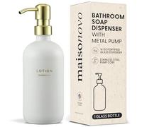 MaisoNovo Distributeur de savon 1 pièce | Bouteilles blanches de 500 ml avec pompe en acier inoxydable doré