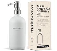 MaisoNovo Distributeur de Savon, Ensemble 1 pièce | Bouteilles Blanches de 500 ML avec Pompe en Acier Inoxydable argenté