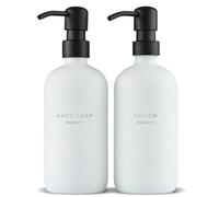 MaisoNovo Distributeur de Savon et de Lotion pour la Salle de Bain - Distributeur de Liquide Vaisselle - Distributeur de Savon pour la Cuisine - 500 ML Bouteille Blanche Pompes Noires Lot de 2