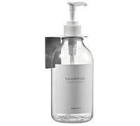 MaisoNovo Distributeur de Shampoing et Après-Shampooing - Distributeur de Savon de Douche Mural - 500 ML Lot de 1 Flacon en Plastique Transparent avec Pompe Blanche - 1 Compartiment sans Perçage