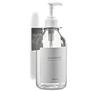 MaisoNovo Distributeur Savon Mural sans Percage Lot De 1-500ml Transparentes Distributeur Shampoing Et Gel Douche avec Pompes Blanche - Fixation Sécurisée