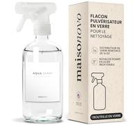 MaisoNovo Flacon pulvérisateur en verre transparent pour nettoyage avec 16 étiquettes 500 ml