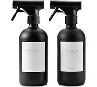 MAISONOVO vaporisateur en verre pour cheveux - 500 ml Noir lot de 2 avec 16 étiquettes - pulverisateur - spray vide - Spray Bottle