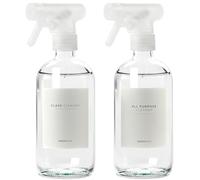 MaisoNovo vaporisateur en verre pour le nettoyage - 500 ml transparent lot de 2 avec 16 étiquettes - pulverisateur - spray vide - Spray Bottle