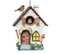 Maisons à oiseaux pour l'extérieur, abri coupe-vent de 21 cm | avec chaîne imperméable peinte à la main | pour hirondelles, pinsons, arbres à l'extérieur, jardin, cour, parc