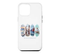 Maisons Blanches, dômes Bleus et mer - Vacances Santorin Coque pour iPhone 12 Pro Max