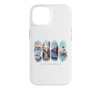 Maisons Blanches, dômes Bleus et mer - Vacances Santorin Coque pour iPhone 14